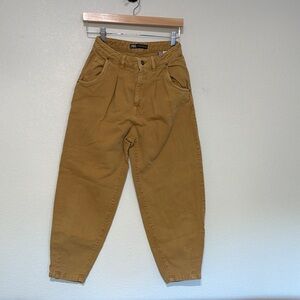 Zara High-Waisted Mustard Yellow Barrel Pants